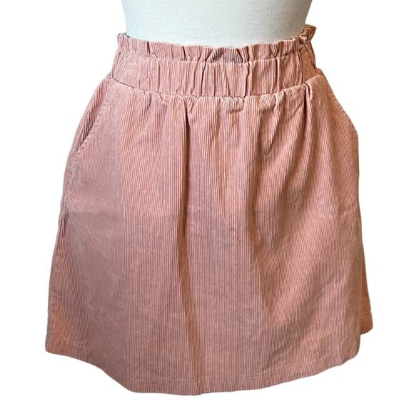 Copper Key Dresses & Skirts - Copper Key Corduroy Mini Skirt Peachy Pink Cotton Pockets Women's L Boho Casual